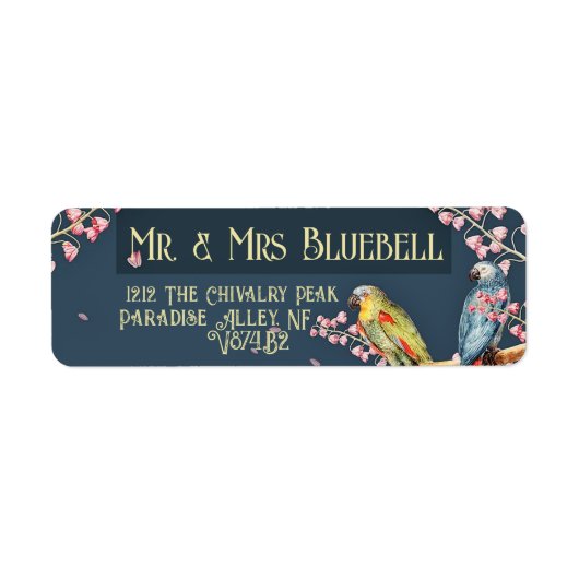 Bluebell Birds Gepersonaliseerd retour adreslabel Etiket (Voorkant)