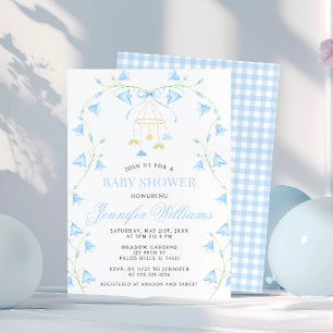 Bluebell Blue Spring Flower Baby Boy Shower Kaart