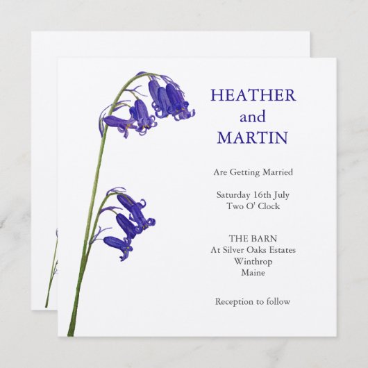 Bluebell bruiloft uitnodiging (Voorkant / Achterkant)