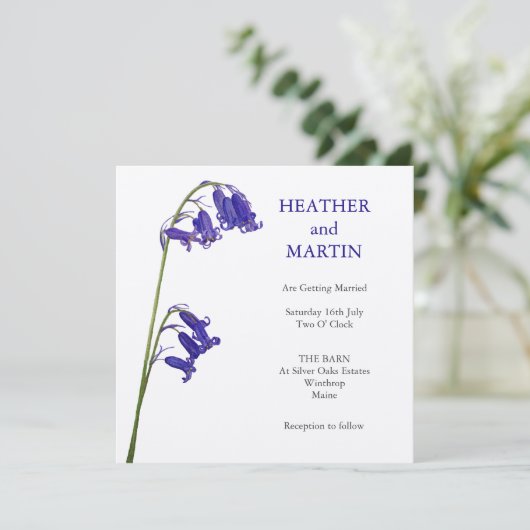 Bluebell bruiloft uitnodiging (Staand voorkant)