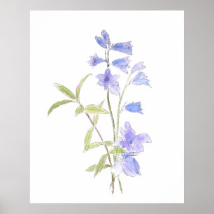bluebell en violet in en waterverf poster