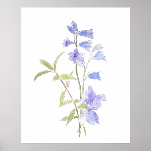 bluebell en violet in en waterverf poster (Voorkant)