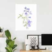 bluebell en violet in en waterverf poster (Thuiskantoor)