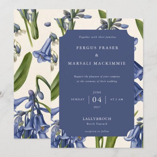 Bluebell (Harebell) Botanical Pattern Invitation Kaart (Voorkant / Achterkant)