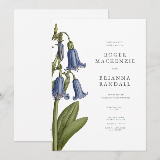 Bluebell (Harebell) Invitation Kaart (Voorkant / Achterkant)