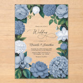 Bluebell Haze, Pale Delft & Cloud White Wedding Acryl Uitnodigingen (Voorkant)