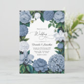 Bluebell Haze, Pale Delft & Cloud White Wedding Kaart (Staand voorkant)