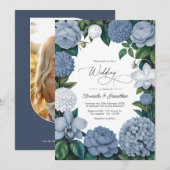 Bluebell Haze, Pale Delft & Cloud White Wedding Kaart (Voorkant / Achterkant)