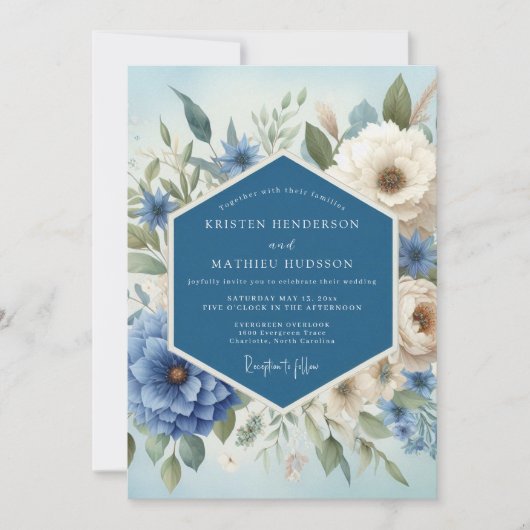 Bluebell Ivory Romantic Wedding Kaart (Voorkant)
