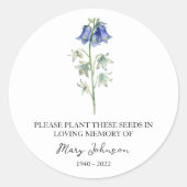 Bluebell Memorial Funeral Seed Packet Ronde Sticker (Voorkant)