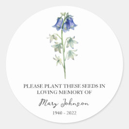 Bluebell Memorial Funeral Seed Packet Ronde Sticker