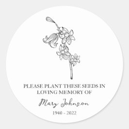 Bluebell Memorial Funeral Seed Packet Ronde Sticker
