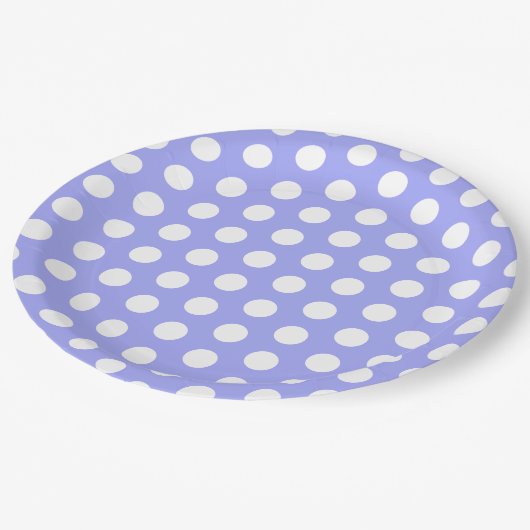 Bluebell Paarse en Witte Polka Dot Pasen Papieren Bordje (Gekanteld)