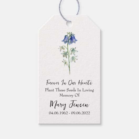 Bluebell Seed Packet Memorial begrafenis Cadeaulabel (Voorkant)