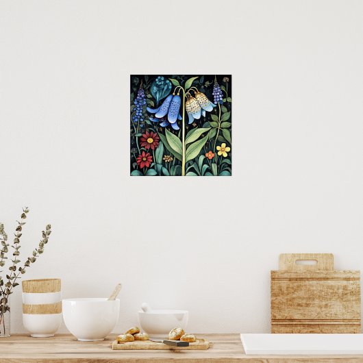 Bluebell Whimsical Painting, kunstdruk Poster (Keuken)