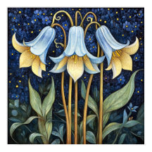Bluebell Whimsical Painting, kunstdruk