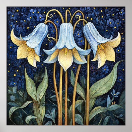 Bluebell Whimsical Painting, kunstdruk Poster (Voorkant)