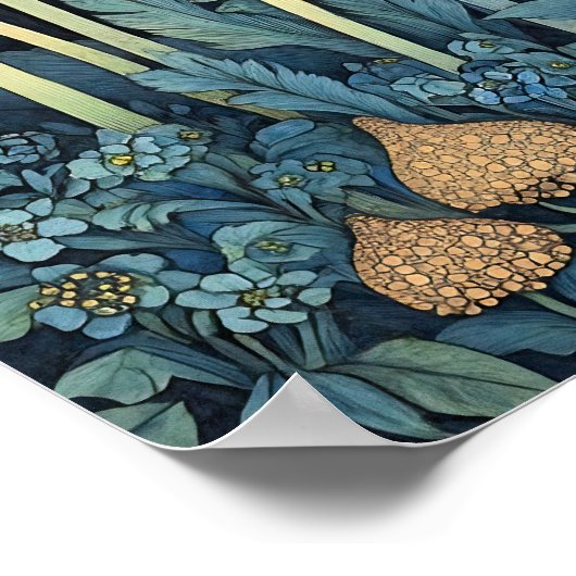 Bluebell Whimsical Painting, kunstdruk Poster (Hoek)