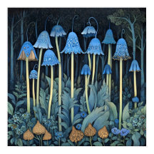 Bluebell Whimsical Painting, kunstdruk