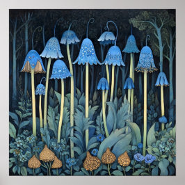 Bluebell Whimsical Painting, kunstdruk Poster