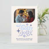 Bluebell Whisper Modern Blue Christmas Photo Feestdagenkaart (Staand voorkant)