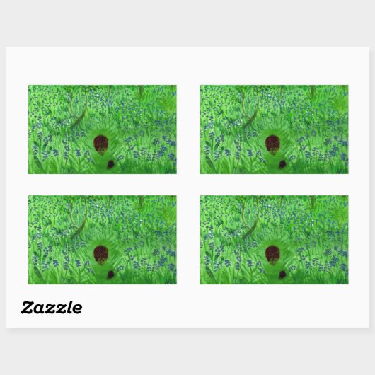 Bluebell Wood Hedégel Green Rechthoekige Sticker (Vel)