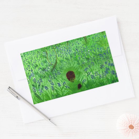 Bluebell Wood Hedégel Green Rechthoekige Sticker (Envelop)