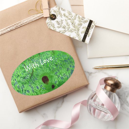 Bluebell Wood Hedégel Ovale Sticker (Geschenken)