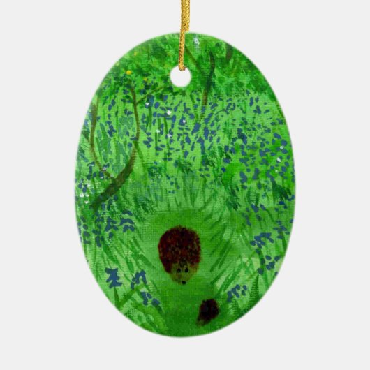 Bluebell Wood met egel Keramisch Ornament (Voorkant)
