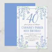 Bluebells 40th Verjaardag Blauw Bloemen Botanisch Kaart (Voorkant / Achterkant)