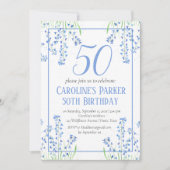 Bluebells 50ste verjaardag Blauwe Bloemen Botanisc Kaart (Voorkant)