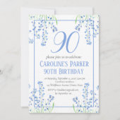 Bluebells 90ste verjaardag Blauwe Bloemen Botanisc Kaart (Voorkant)