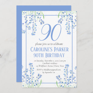 Bluebells 90ste verjaardag Blauwe Bloemen Botanisc Kaart