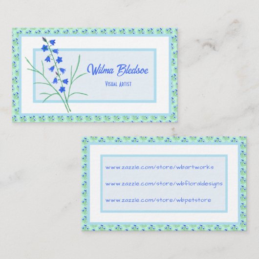 Bluebells and Blue Crocuses Pastel Visitekaartje Contactkaartje (Voorkant / Achterkant)