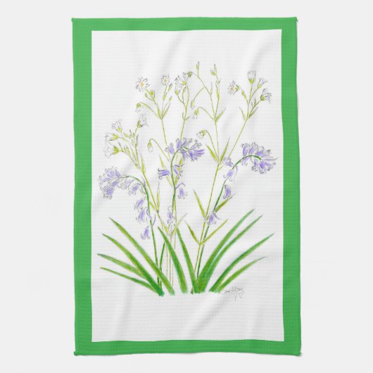 Bluebells and Stitchwort tea towel Theedoek (Verticaal)