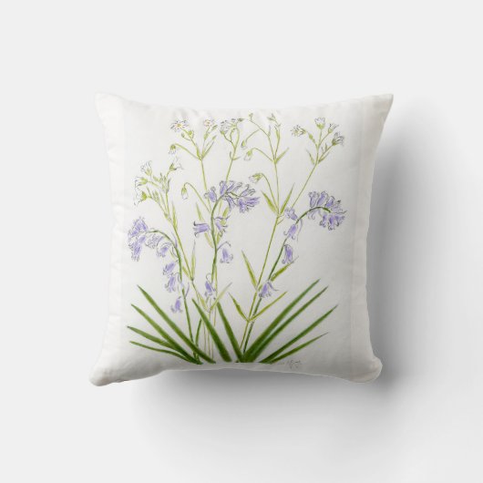 Bluebells and stitchwort Throw Pillow Kussen (Achterkant)