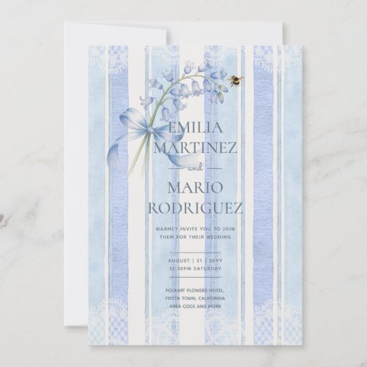 Bluebells & Bees Heritage Hive Studio Bruiloft Kaart (Voorkant)