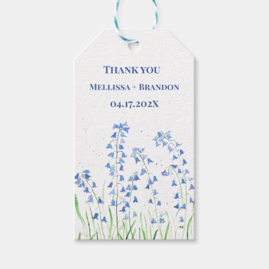 Bluebells Blauw Bloemen Zomer Hout botanisch Cadeaulabel (Voorkant)