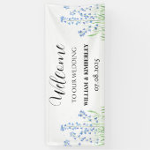 Bluebells Blauwe Bloemen Rustieke Elegante Bruilof Spandoek (Verticaal)