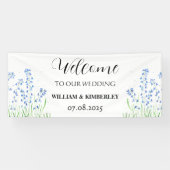 Bluebells Blauwe Bloemen Rustieke Elegante Bruilof Spandoek (Horizontaal)