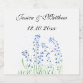 Bluebells Blauwe bloemenbruiloft Waterverf natuur Bier Etiket (Enkel label)