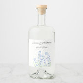 Bluebells Blauwe bloemenbruiloft Waterverf natuur Likeurfles Etiket (Voorkant)