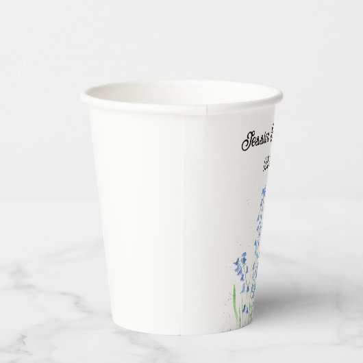 Bluebells Blauwe bloemenbruiloft Waterverf natuur  Papieren Bekers (Rechts)