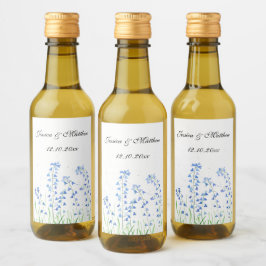 Bluebells Blauwe bloemenbruiloft Waterverf natuur Wijn Etiket