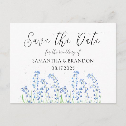 Bluebells bloemen Blauw Bloemen Lente Bruiloft Briefkaart (Voorkant)