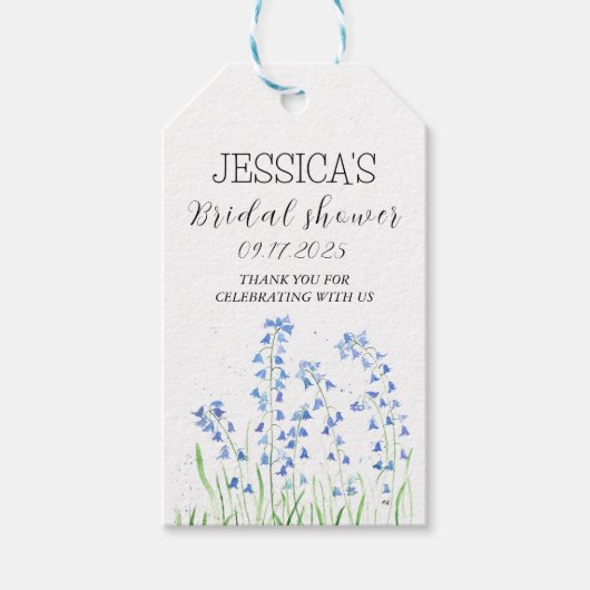 Bluebells Bloemen waterverf rustiek Vrijgezellenfe Cadeaulabel (Voorkant)