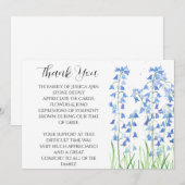 Bluebells Blue Floral begrafenis dood dank u Kaart (Voorkant / Achterkant)