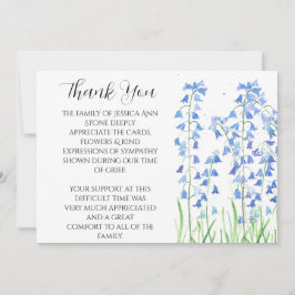 Bluebells Blue Floral begrafenis dood dank u Kaart