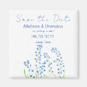 Bluebells Blue Floral Spring Rustieke bruiloft Magneet (Voorkant)