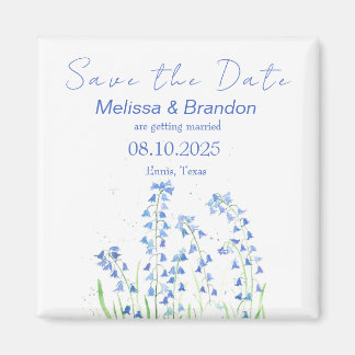 Bluebells Blue Floral Spring Rustieke bruiloft Magneet